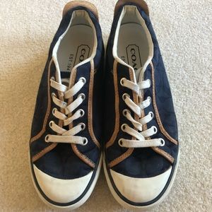 Coach Leather and Canvas Print Sneakers